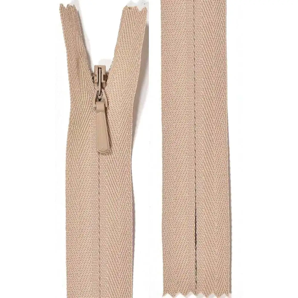 YKK osynligt blixtlås, 4 mm - beige