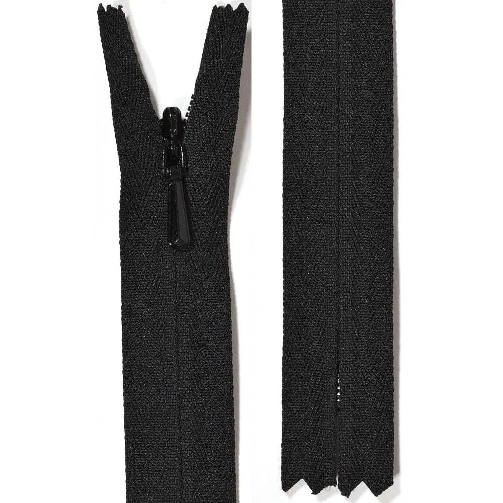 YKK osynligt blixtlås, 4 mm - svart
