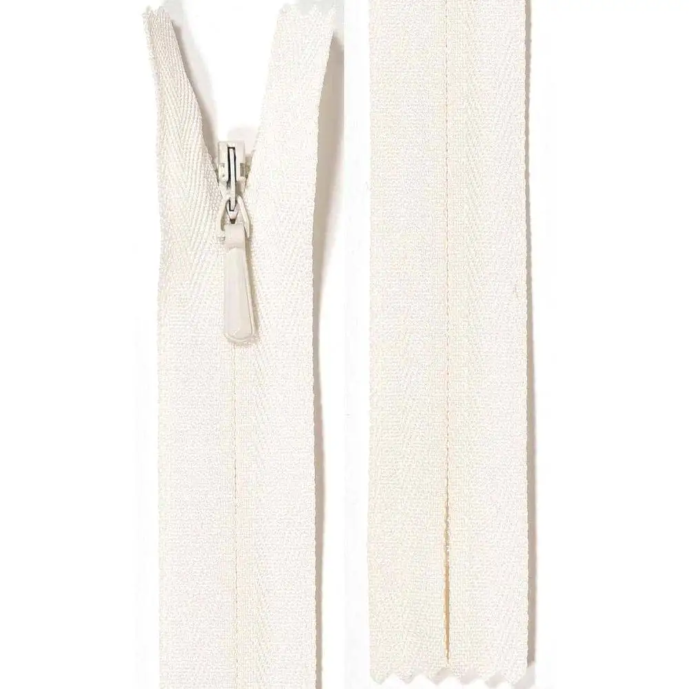 YKK osynligt blixtlås, 4 mm - naturvit