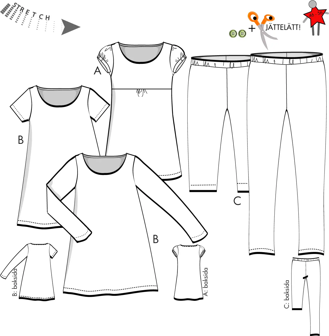 Fredrika - Tunikor och leggings - Stl 46-56
