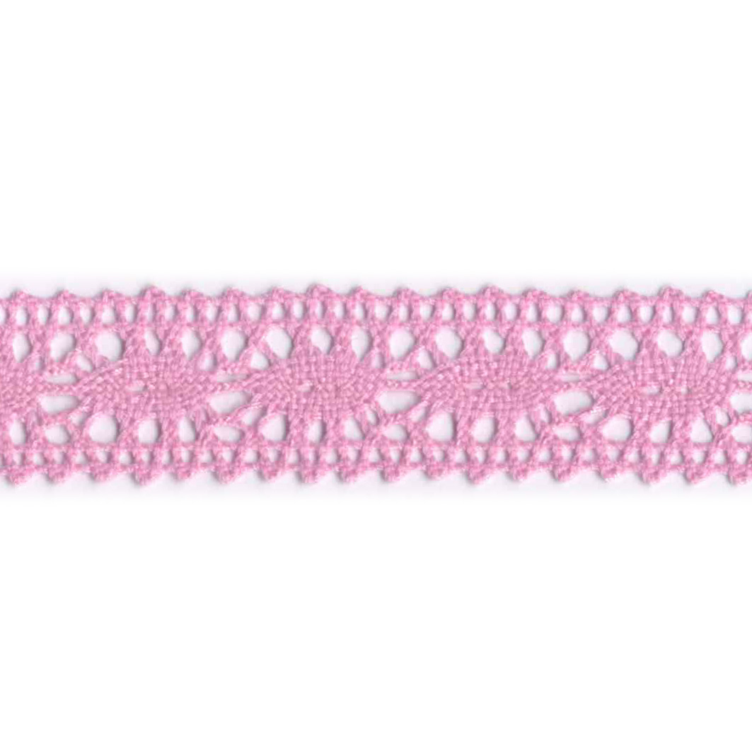 Spetsband liksidig 25mm Rosa
