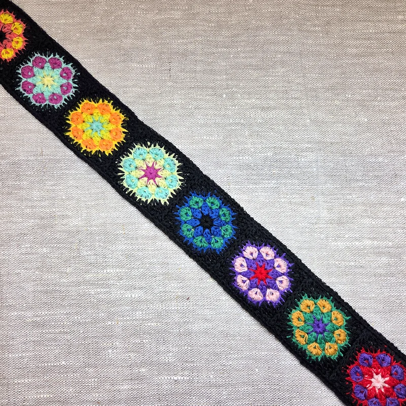 Väskband Mormorsrutor svart, 50 mm, akryl/polyester