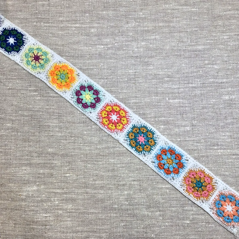 Väskband Mormorsrutor vitt, 50 mm, akryl/polyester