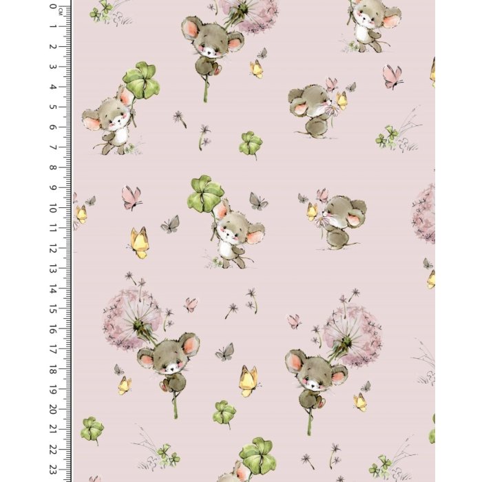 Bomullspoplin Mus rosa