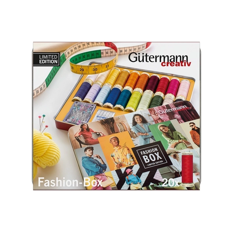 Gütermann Fashion Box – 20 trådar, nålar, knappnålar och måttband