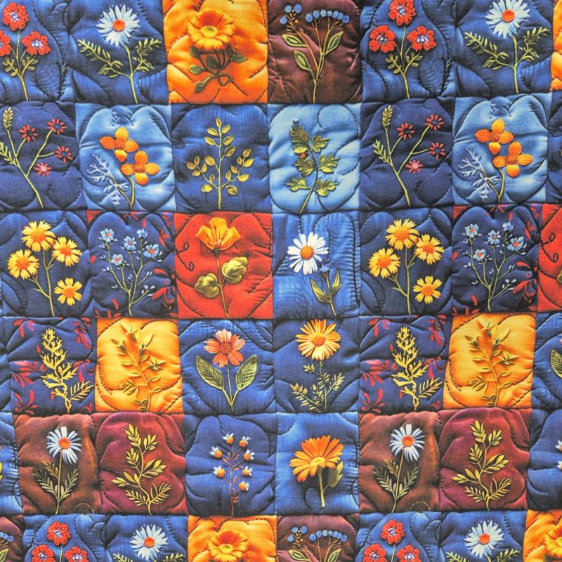 Bomullstrikå Quiltade blommor