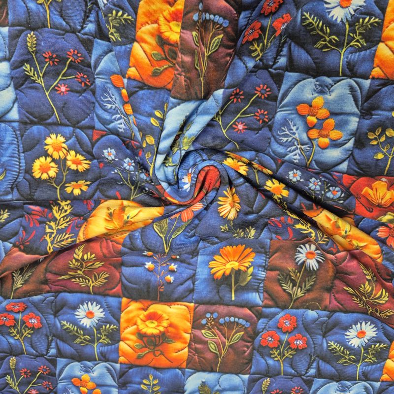 Bomullstrikå Quiltade blommor