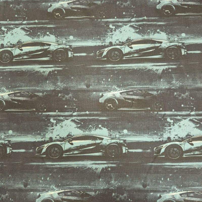 Bomullstrikå Sport Cars – Grön