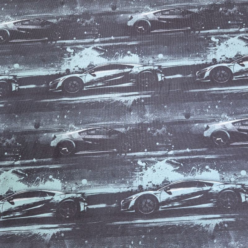 Bomullstrikå Sport Cars – Blå