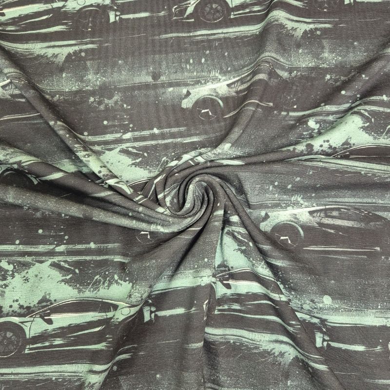 Bomullstrikå Sport Cars – Grön