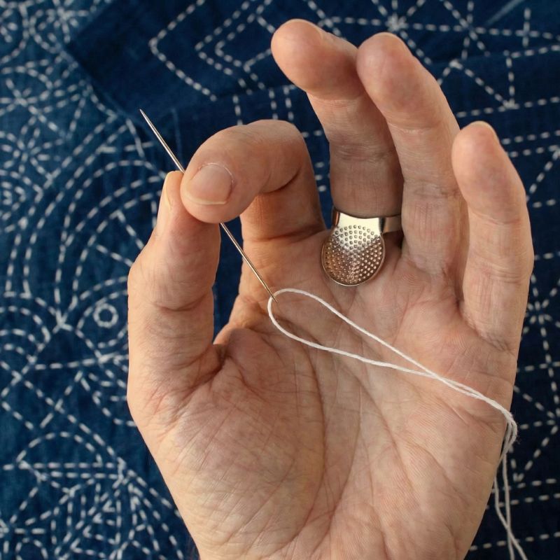 Fingerborg Sashiko - Med justerbar ring