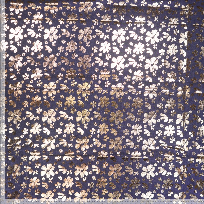 Marinblå chambrai med guldfolie