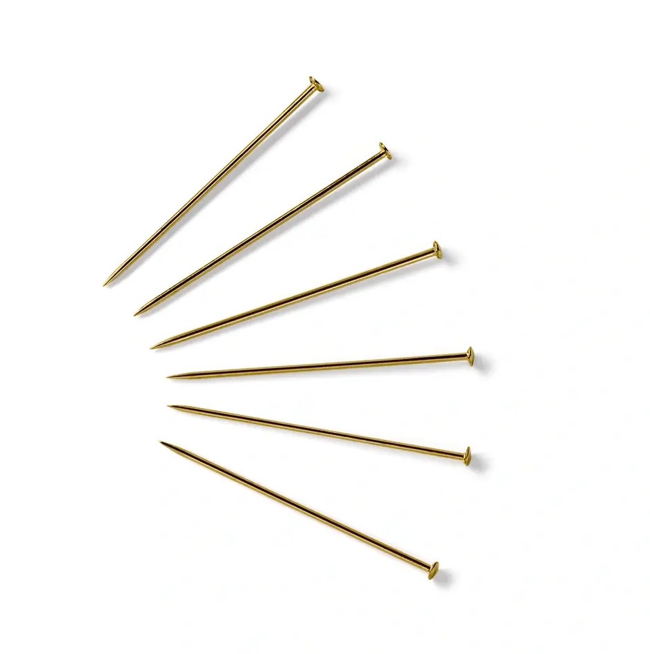 Korta Knappnålar Guldfärgad Mässing - 0,65 x 16 mm