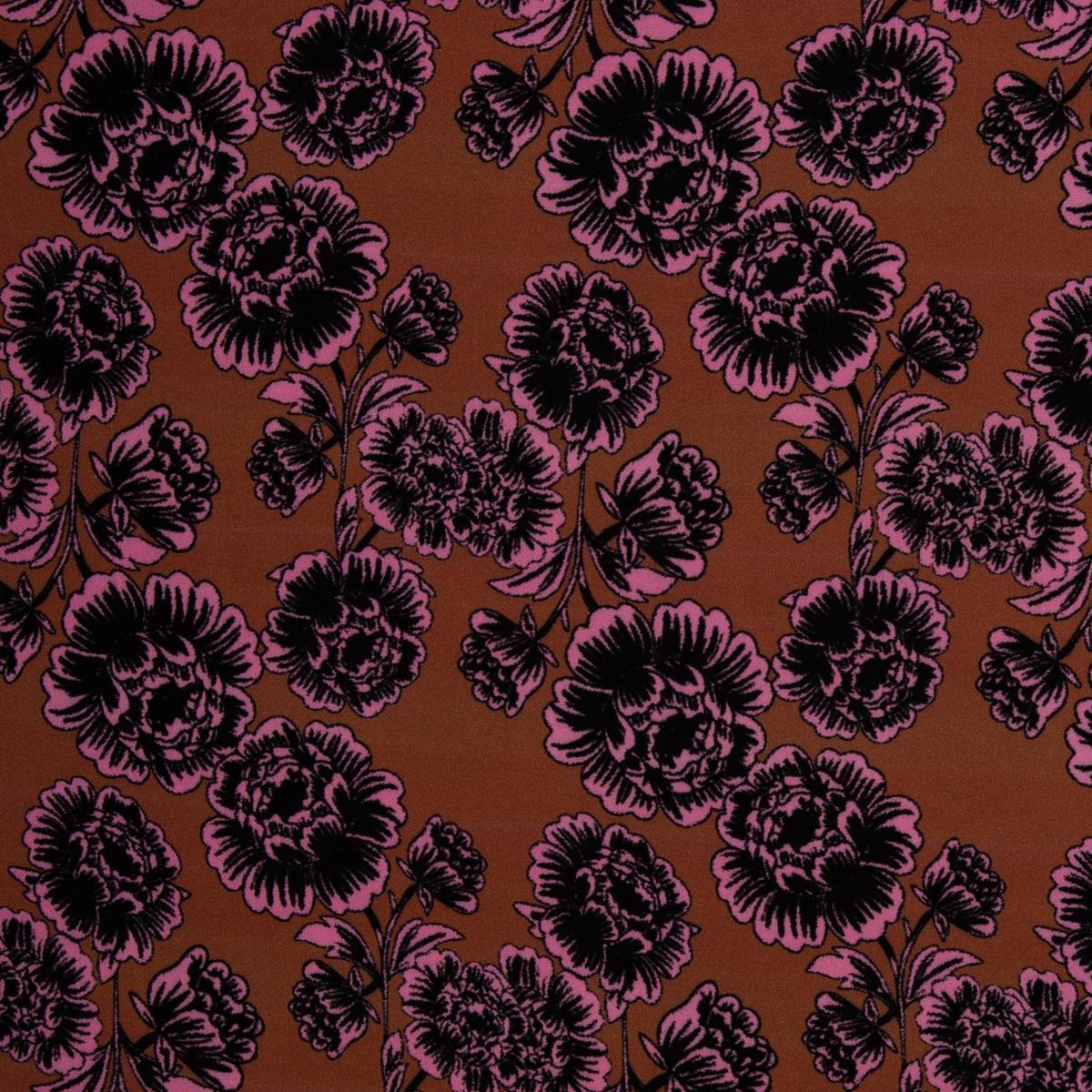 Vävd viskos pioner - Brun och rosa