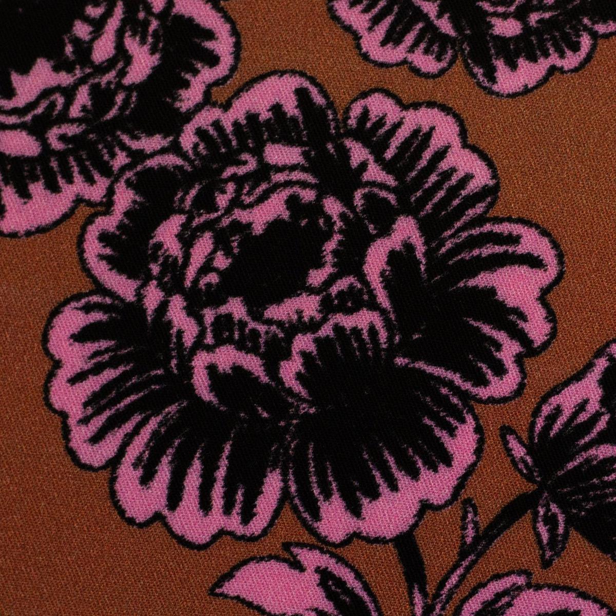Vävd viskos pioner - Brun och rosa