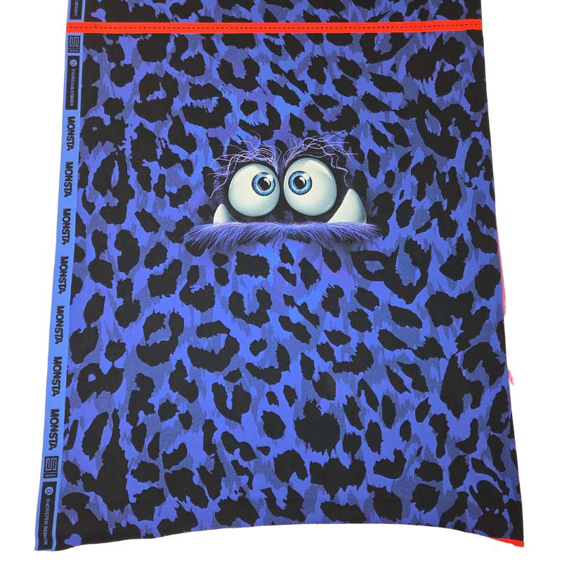Thorsten Berger Monsta french terry panel monster blå, 83 × 150 cm