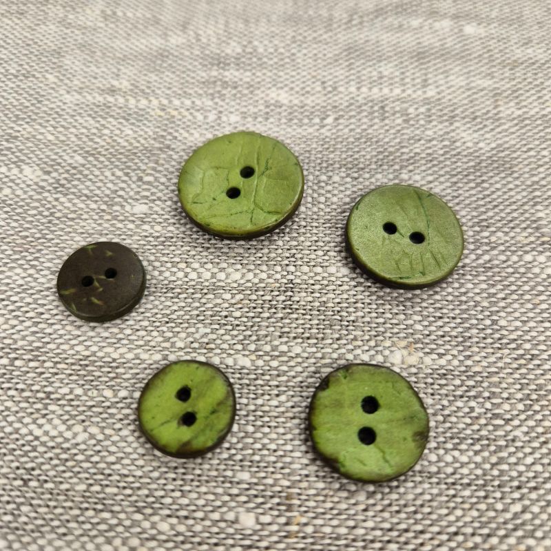 Kokosnötsknapp 2 hål - Lime
