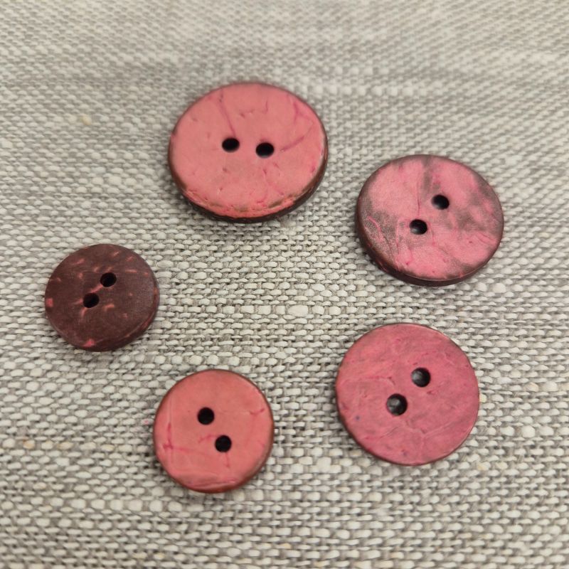 Kokosnötsknapp 2 hål - Rosa