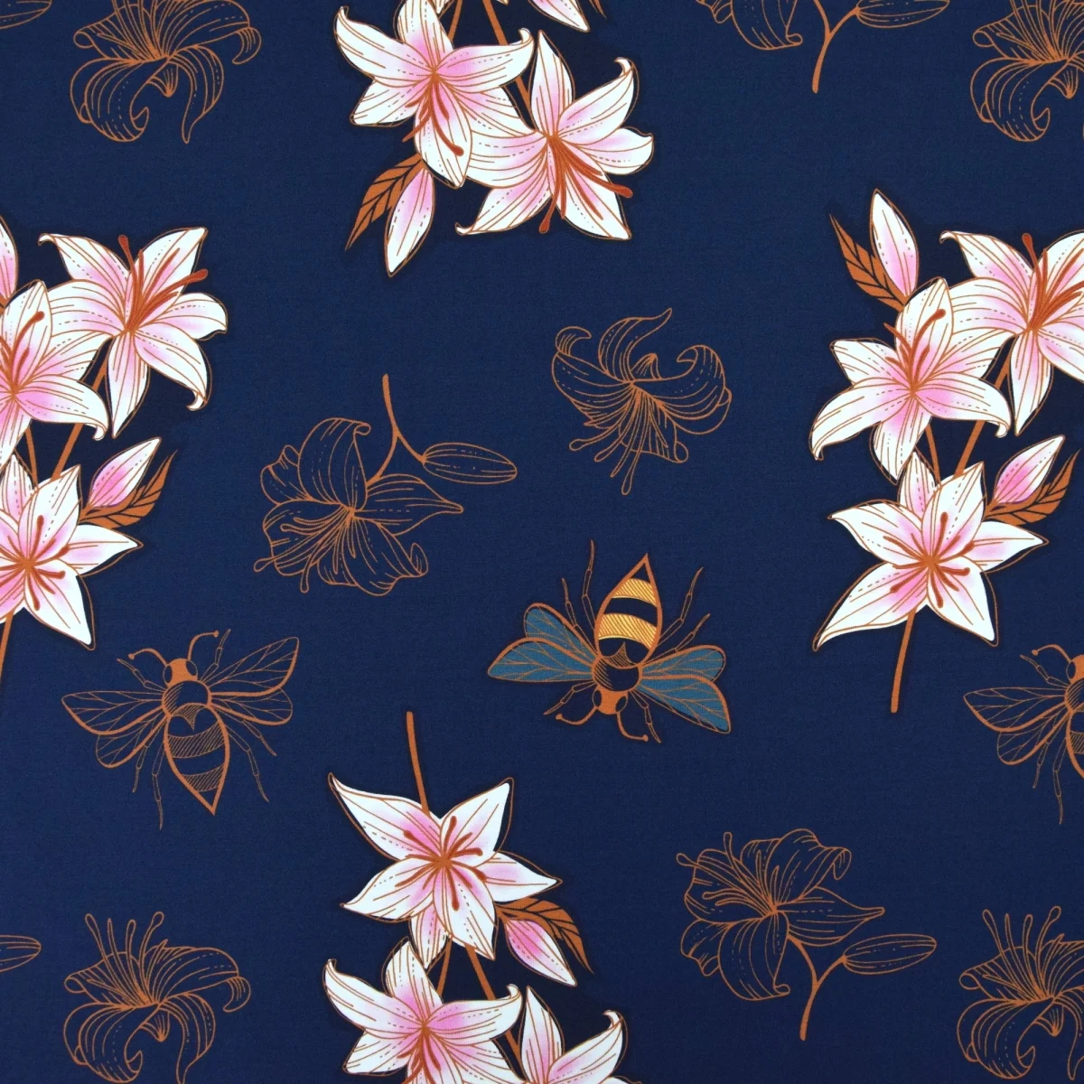 Trikåtyg Glow Lily Marin - Albstoffe Hamburger Liebe