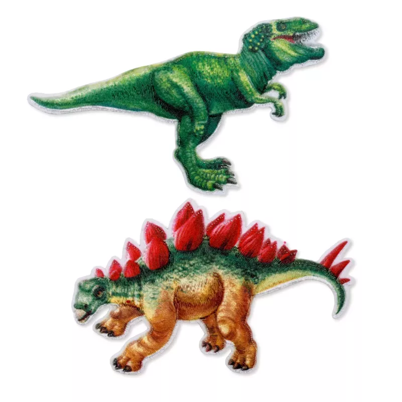 Strykmärken dinosaurier, T-rex och stegosaurus