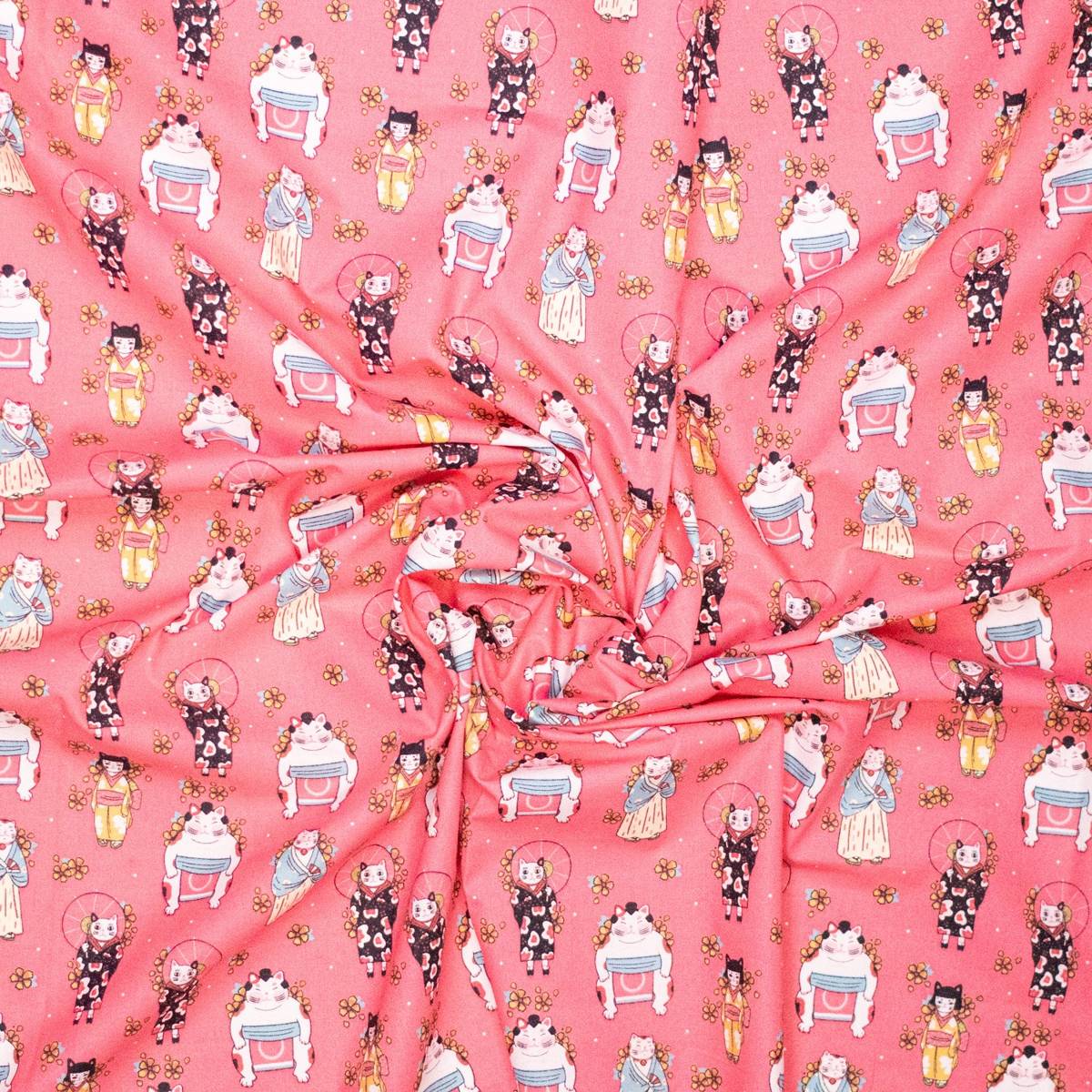 Bomullsväv asiatiska motiv - Rosa