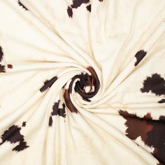 Bomullstwill, kohudsmönster – 150 cm, 250 g/m²