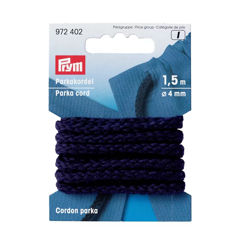 Prym anoraksnöre 4 mm, 1,5 m, marinblå