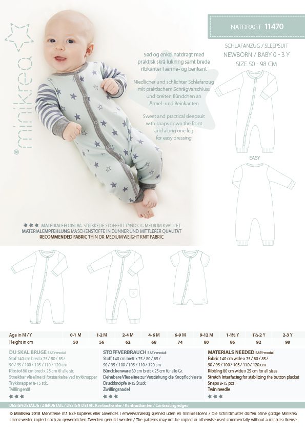 Babypyjamas med tryckknappar Minikrea 11470