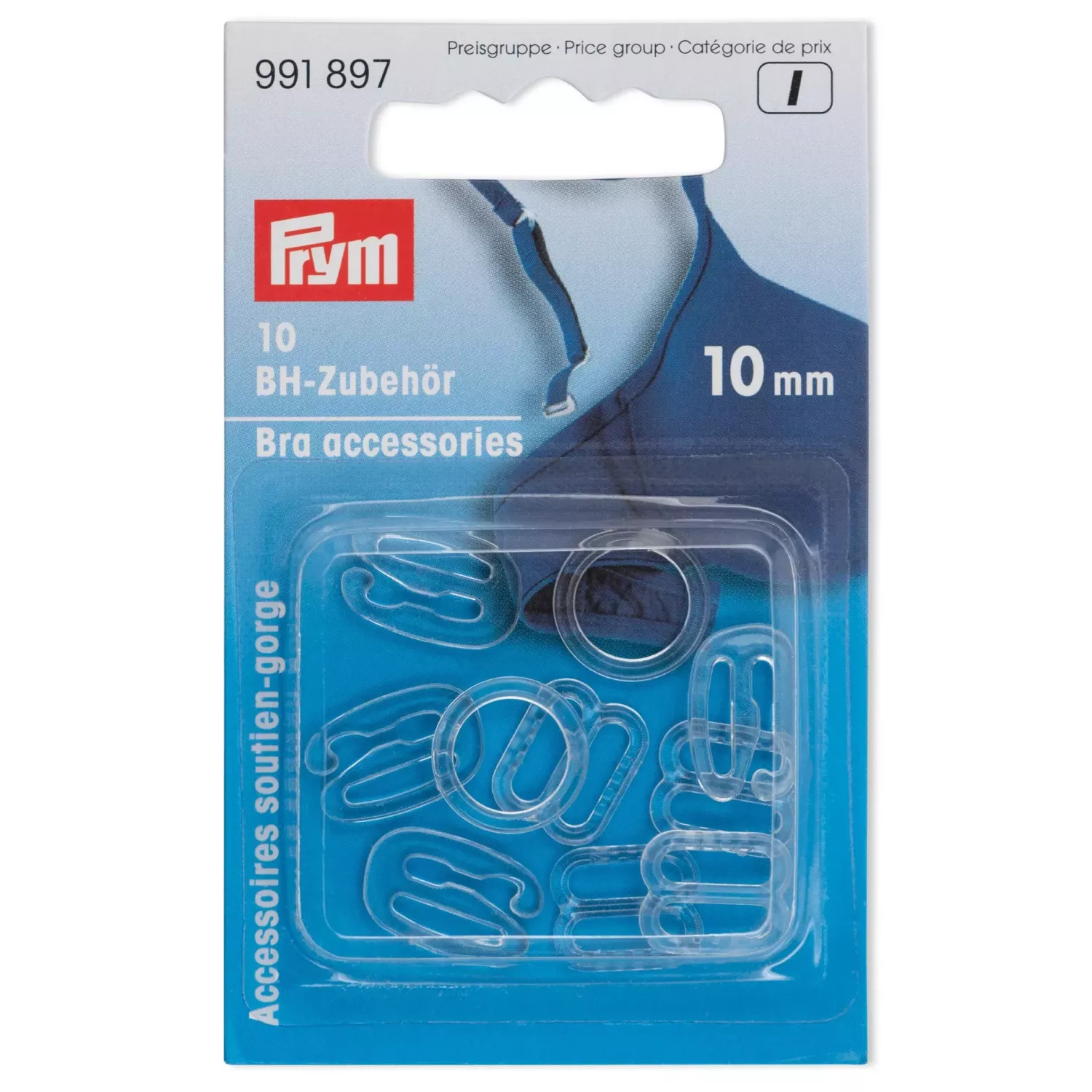 BH-tillbehör 10 mm, transparent – Prym, 10-pack