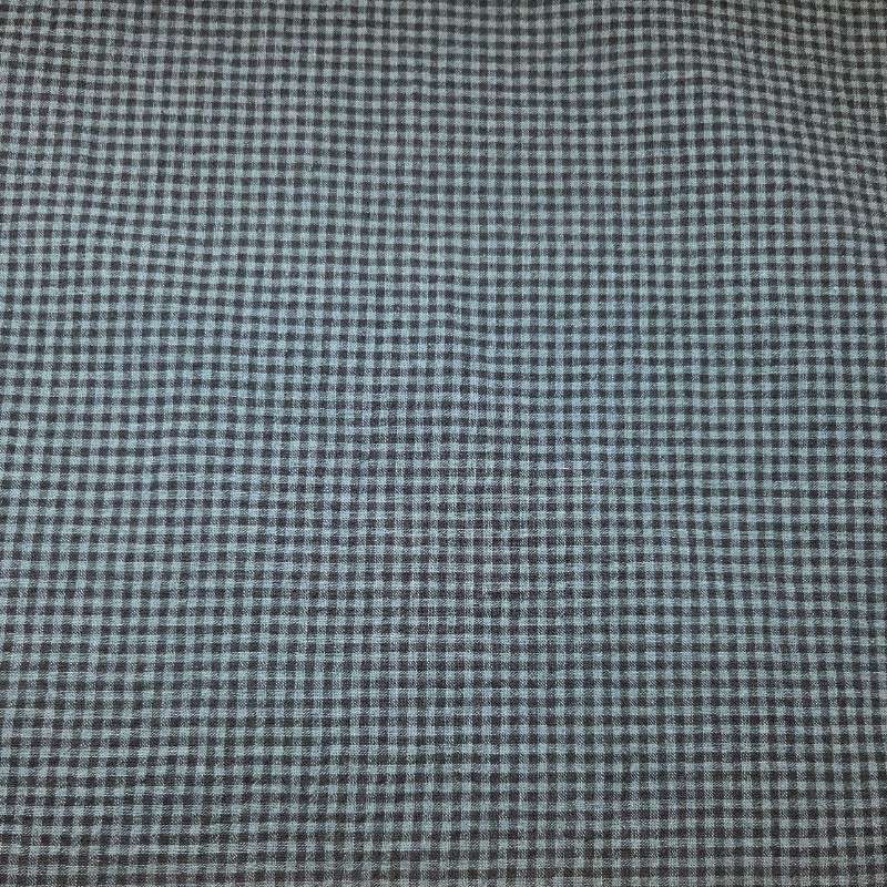 Gingham seersucker blå, 140 cm, halvlinne
