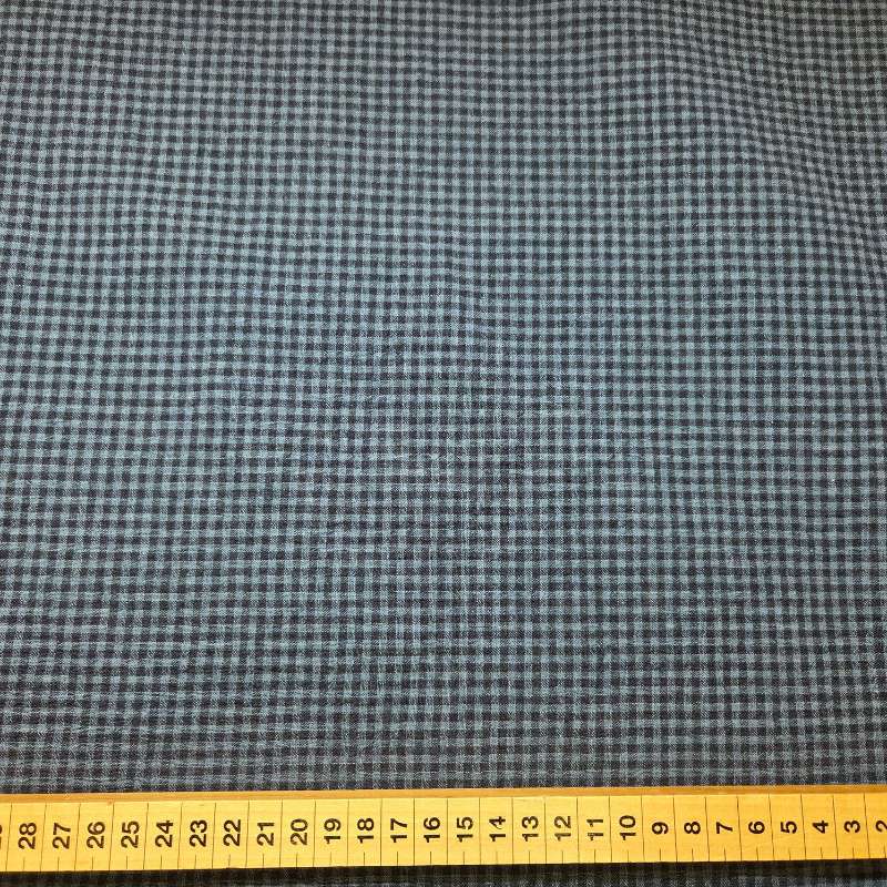 Gingham seersucker blå, 140 cm, halvlinne