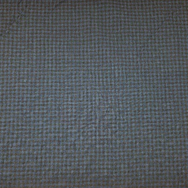 Gingham seersucker blå, 140 cm, halvlinne