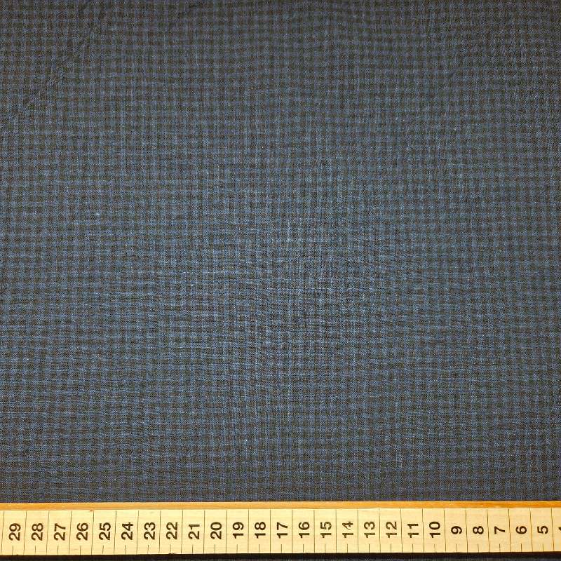 Gingham seersucker blå, 140 cm, halvlinne