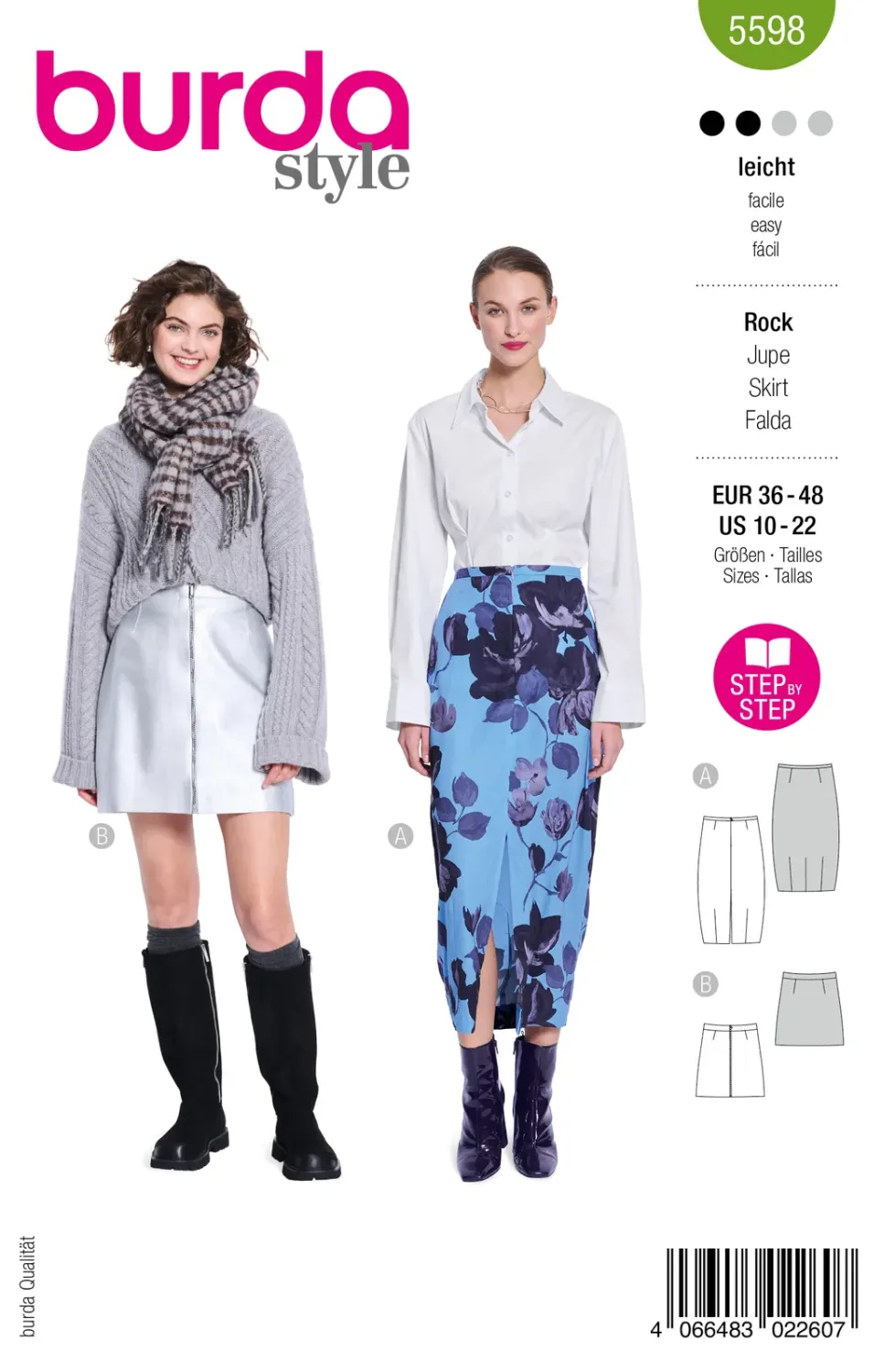 Burda 5598 kjol, stl 36-48