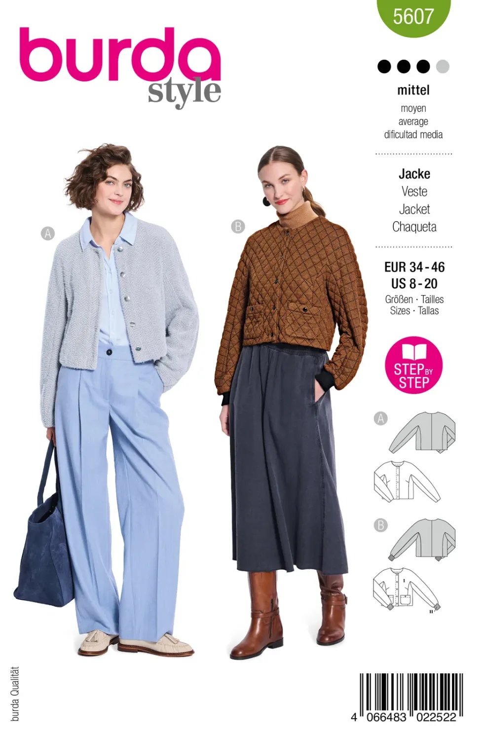 Burda 5607 – Kort rak jacka dam (34-46)