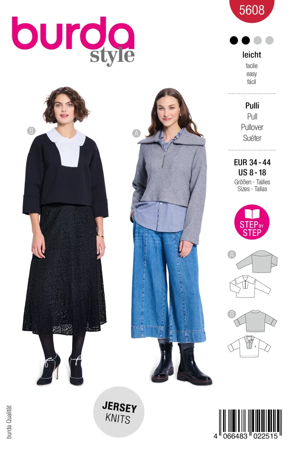 Burda 5608 pullover, stl 34-44
