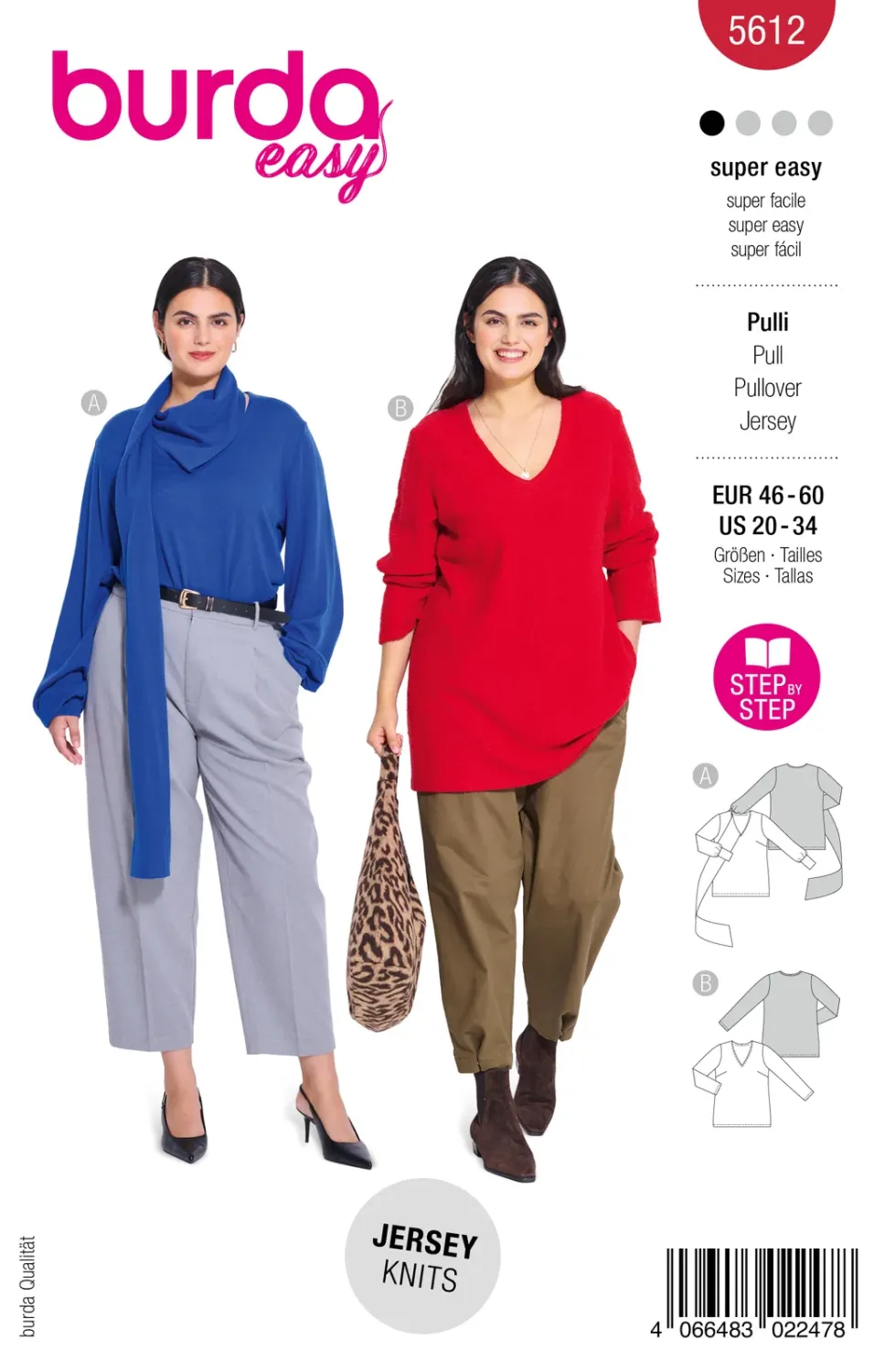 Burda 5612 | Trikåtröja med sjal