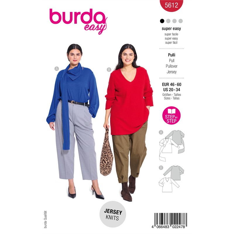 Burda 5612 | Trikåtröja med sjal
