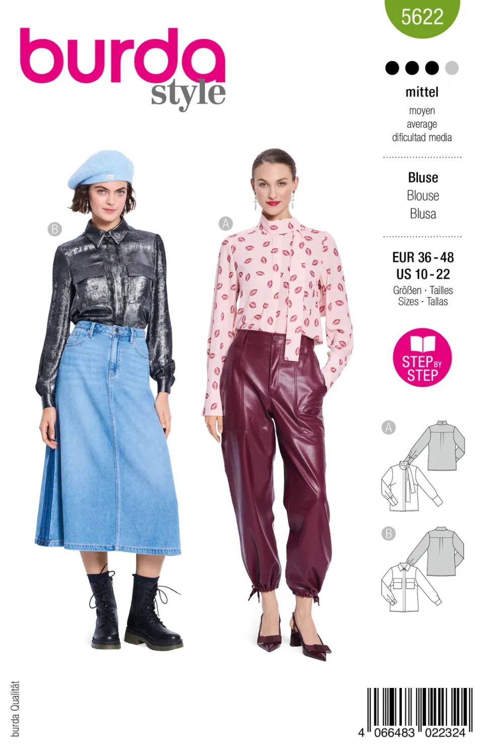 Burda 5622 | Blus med knytband och skjortblus