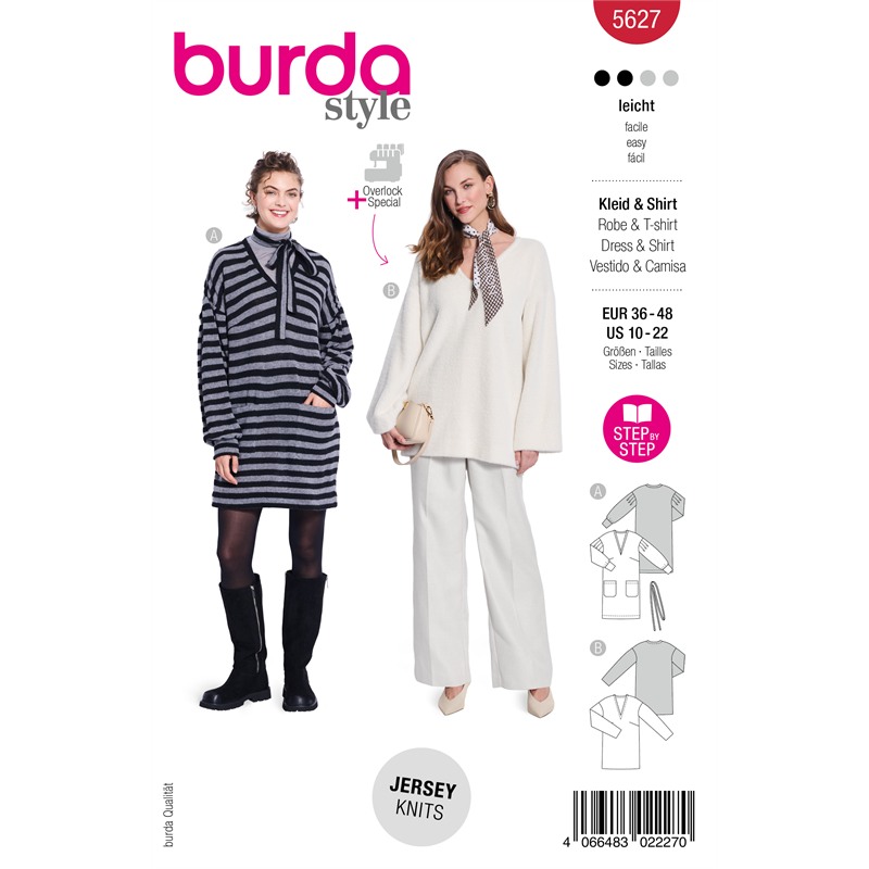 Burda 5627 | Klänning och tunika i trikå