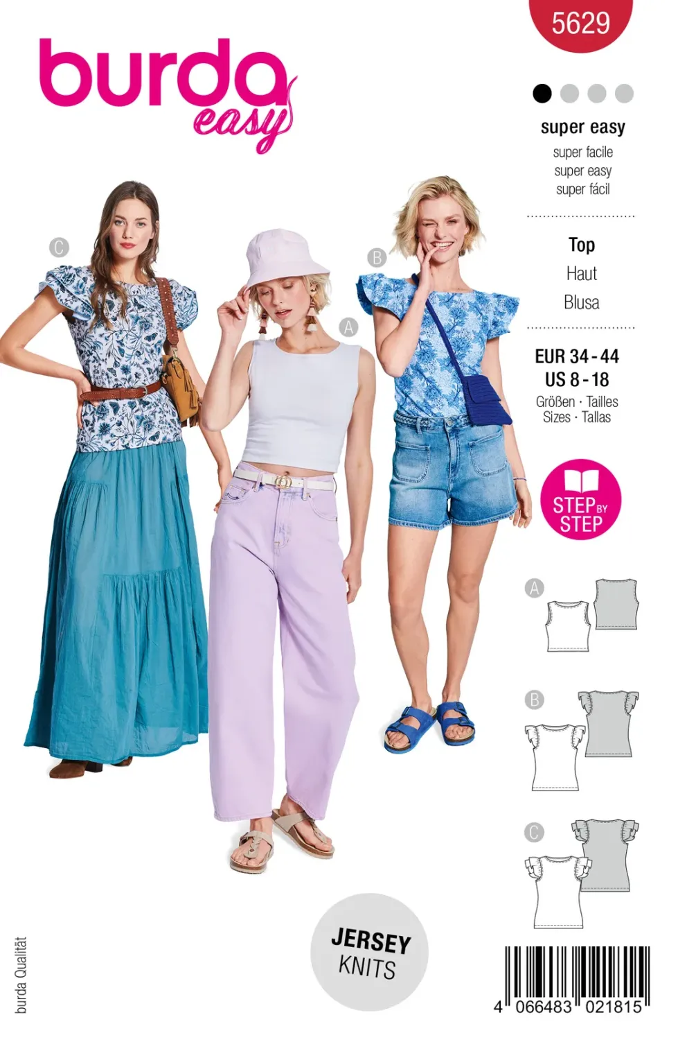 Burda Easy 5629, Sommartopp volangärmar