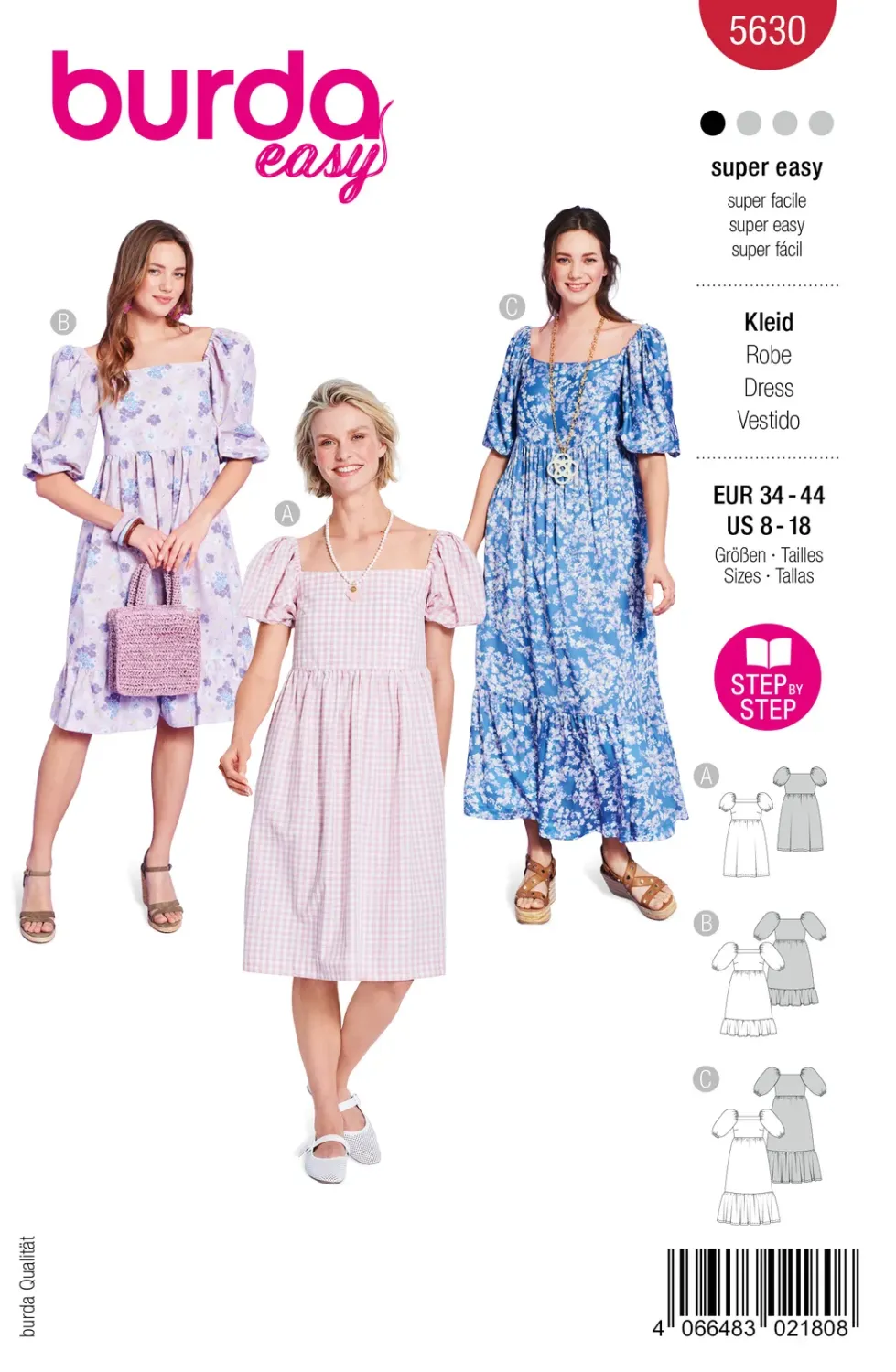 Burda Easy 5630 – Klänning dam (34-44)