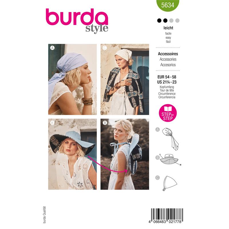 Burda Style 5634 – Hatt, turban och halsduk (54-58 cm)