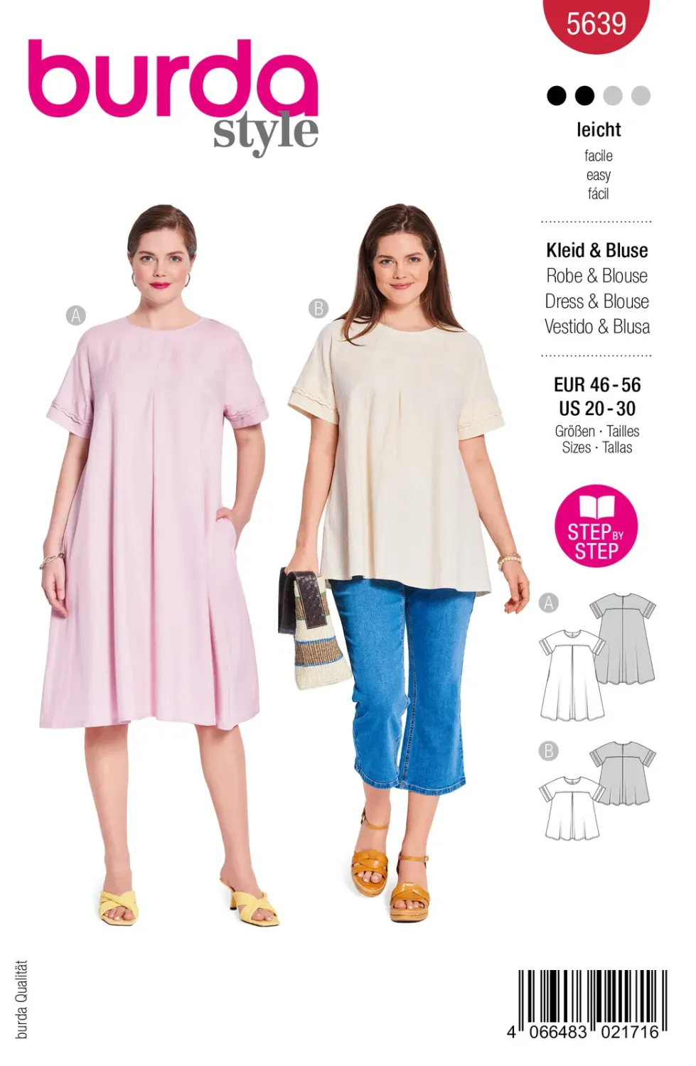 Burda Style 5639 – Klänning och blus plusstorlekar (46-56)