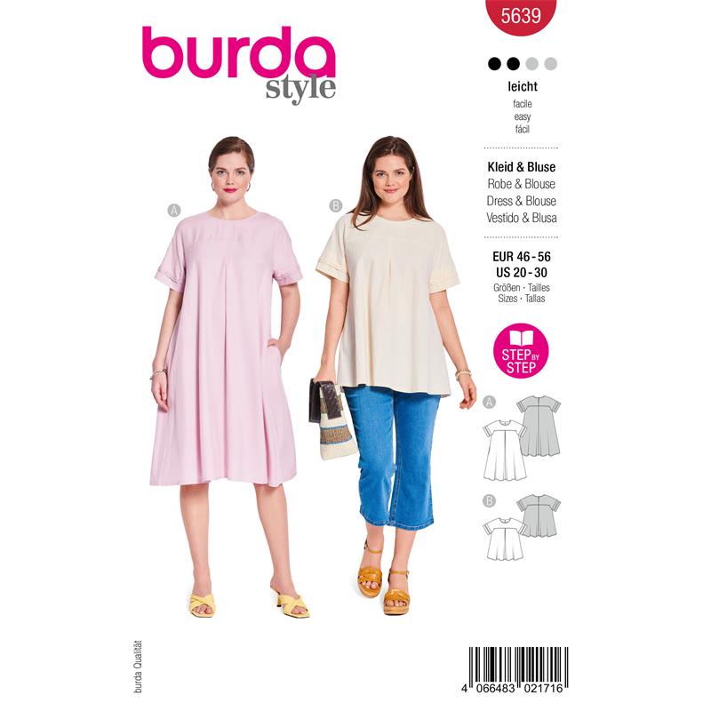 Burda Style 5639 – Klänning och blus plusstorlekar (46-56)