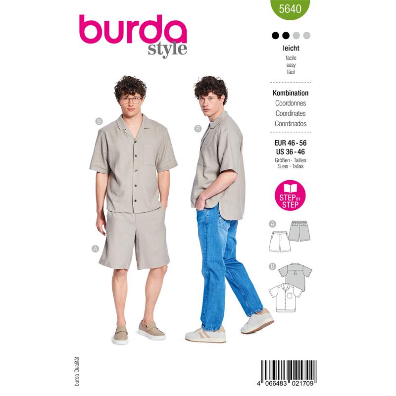 Burda Style 5640 – Shorts och skjorta herr (46-56)