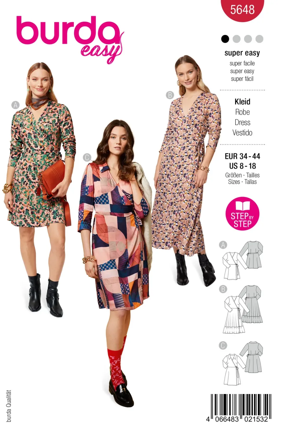 Burda Easy 5648 – Omlottklänning dam (34-44)