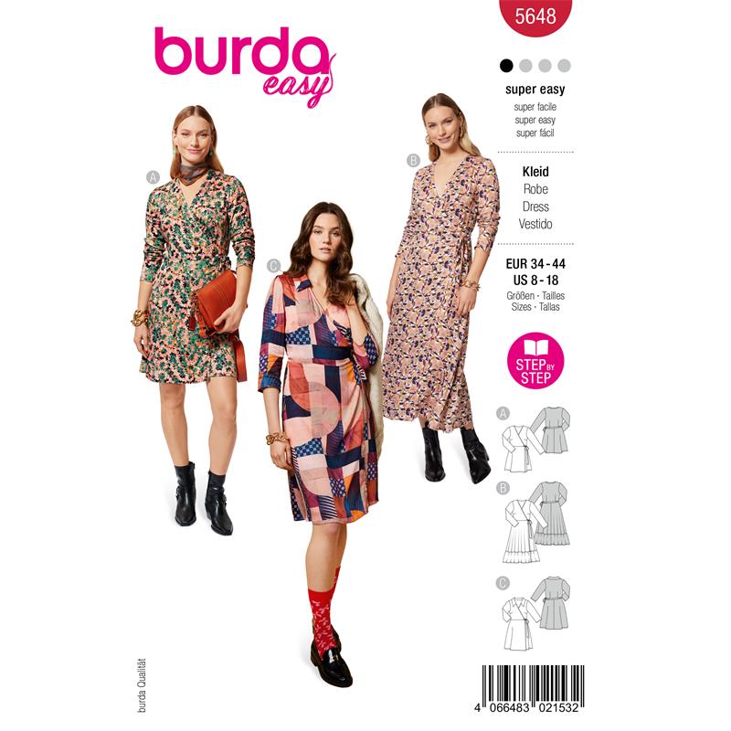 Burda Easy 5648 – Omlottklänning dam (34-44)