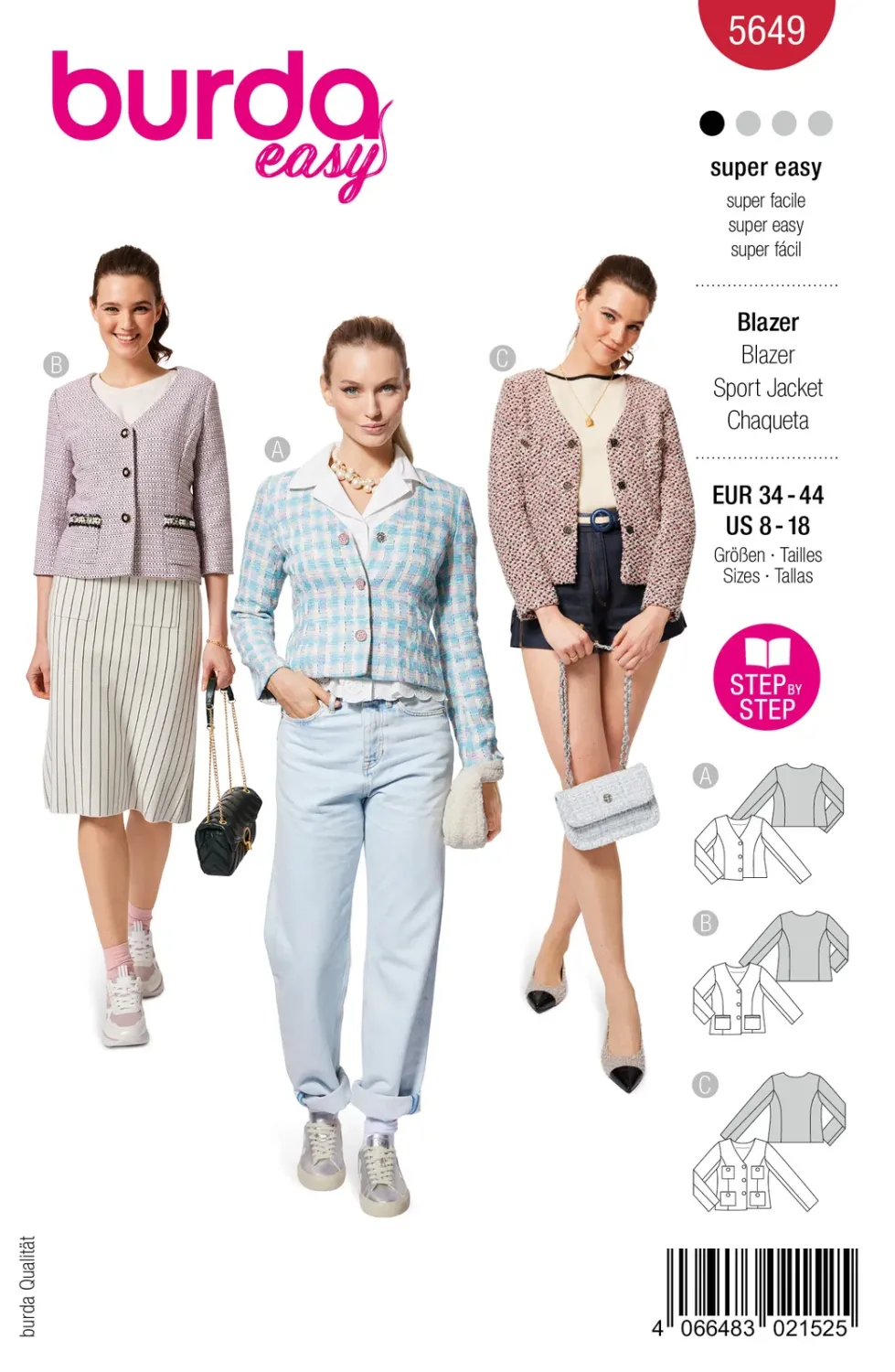 Burda Easy 5649 – Boucléblazer dam (34-44)