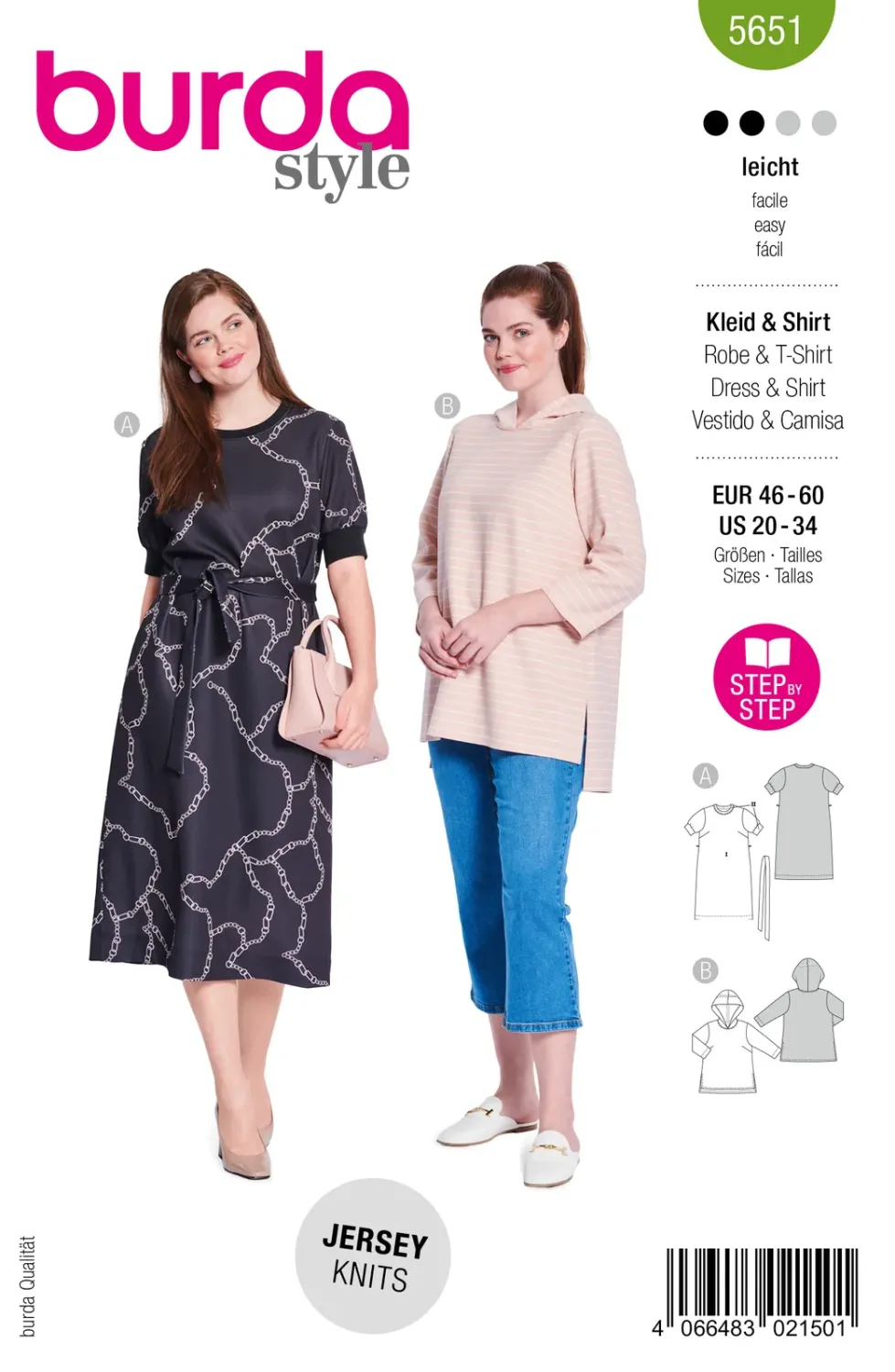 Burda Style 5651 – Klänning och hoodie plusstorlekar (46-60)